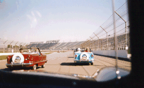 Mets driving around the Indy 500 Race track